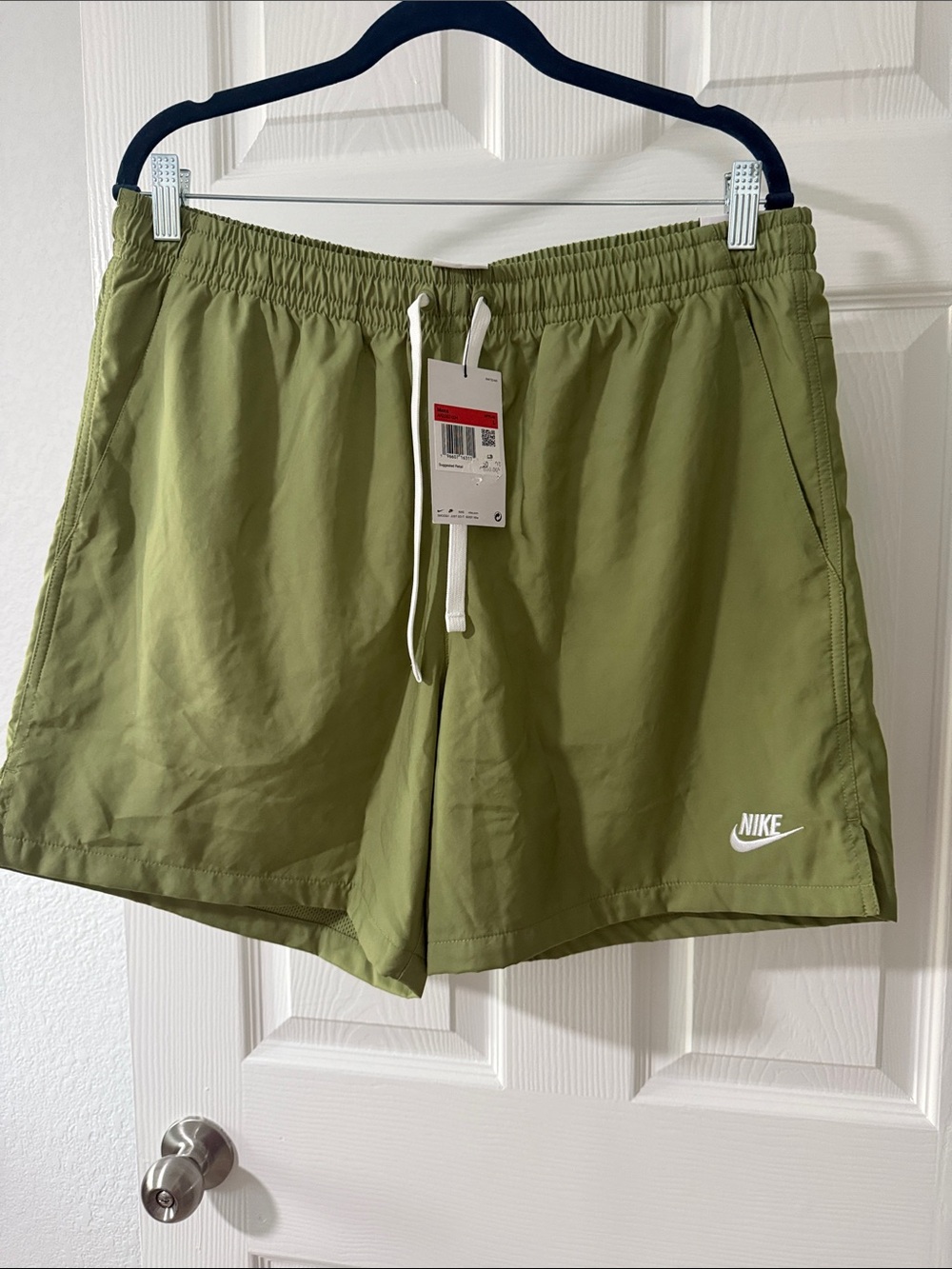 Nike Olive Athletic Shorts with White Swoosh